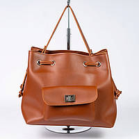Рыжая коричневая женская деловая сумка портфель с ручками саквояж дамская классическая сумочка с карманом