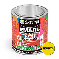 Эмаль алкидная 3 в 1 по ржавчине антикоррозионная «Skyline» Желтый 0.9 кг