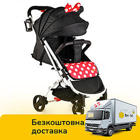 Дитяча коляска прогулянкова (підсклянник, телескопічна ручка) JOY Elegans A-12295 Чорна Мінні Маус