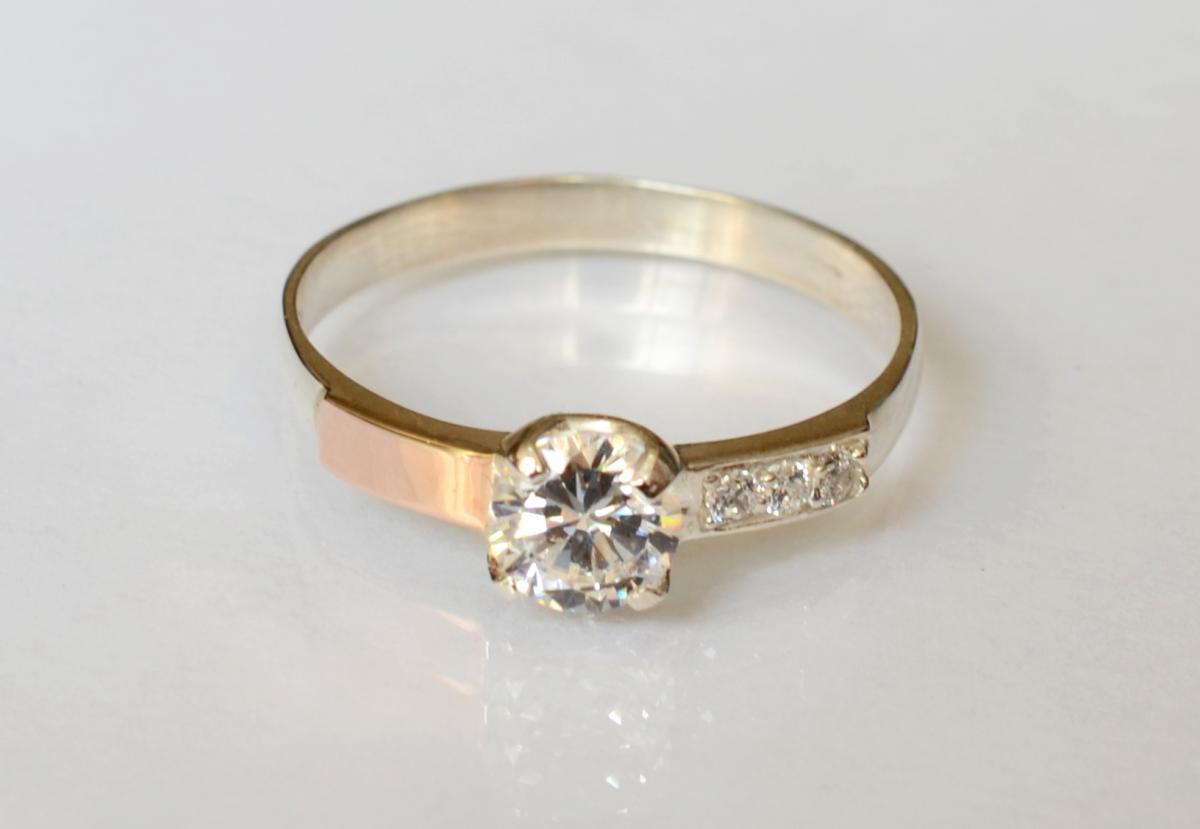 Срібна каблучка з золотими вставками, фото 1