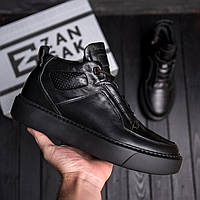 Чоловічі модні зимові черевики ZG Black Exclusive, чоловічі шкіряні черевики на хутрі, теплі чоловічі черевики