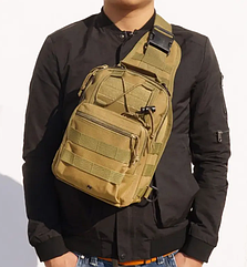 Тактична, штурмова сумка через плече на 6 літрів, рюкзак, барсетка, колір койот