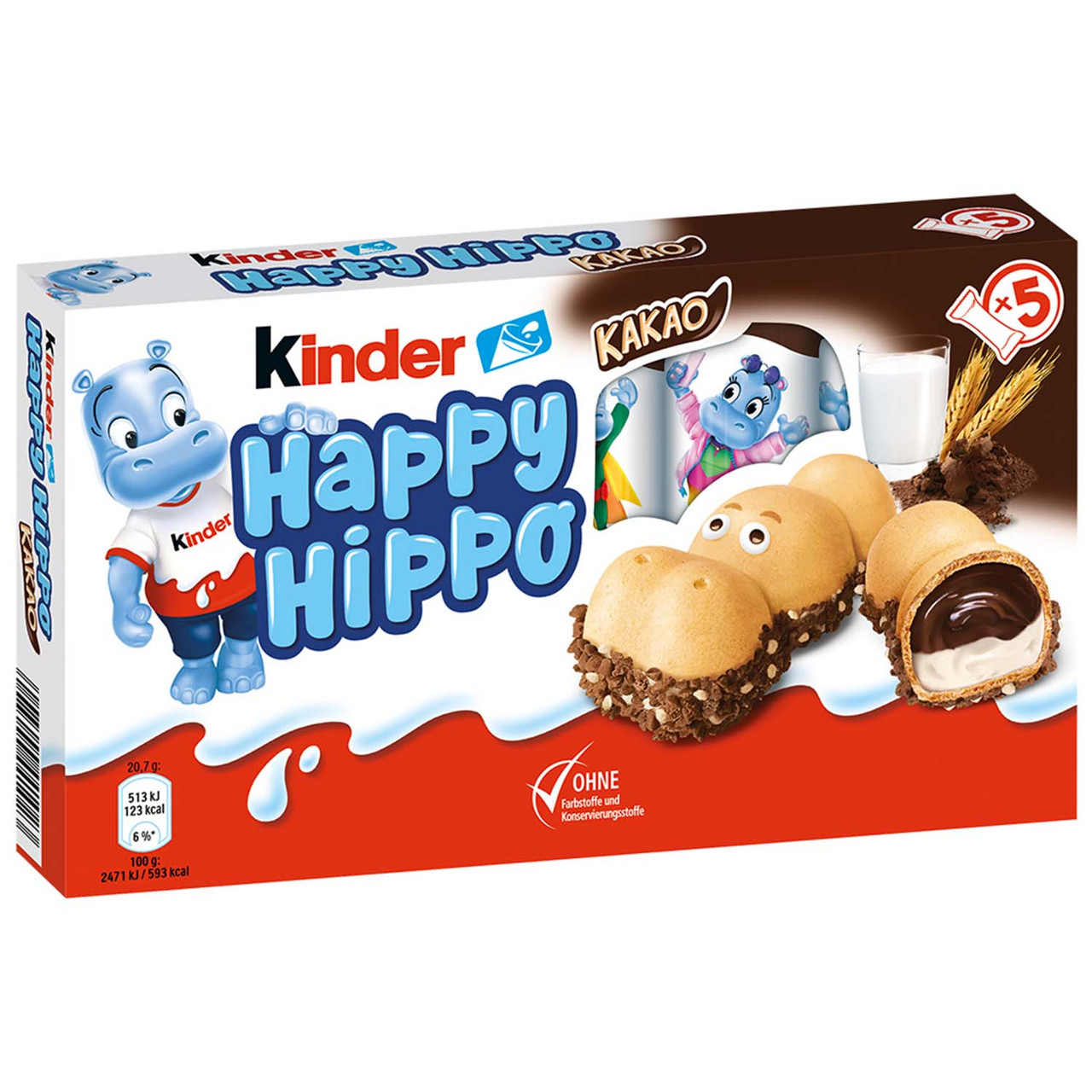 Вафельні бегемотики з начинкою какао Kinder Happy Hippo Kakao 103г