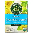 Traditional Medicanals, Organic EveryDay Detox, кульбаба, без кофеїну, 16 чайних пакетиків у пакованні, 24 г