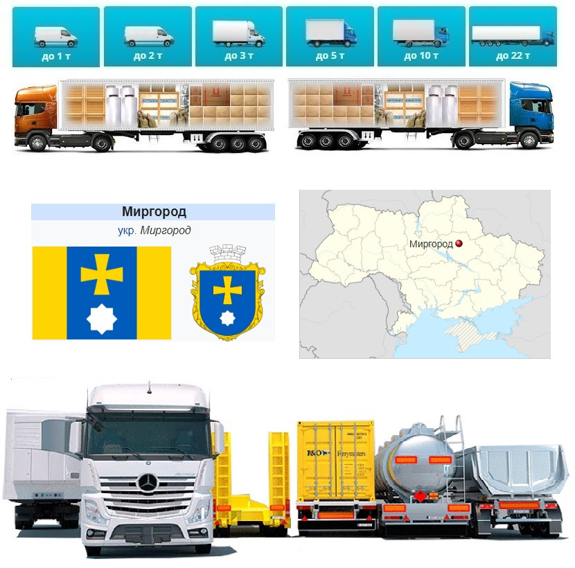 Грузовые перевозки от 1 т до 22 т из Миргорода в Миргород