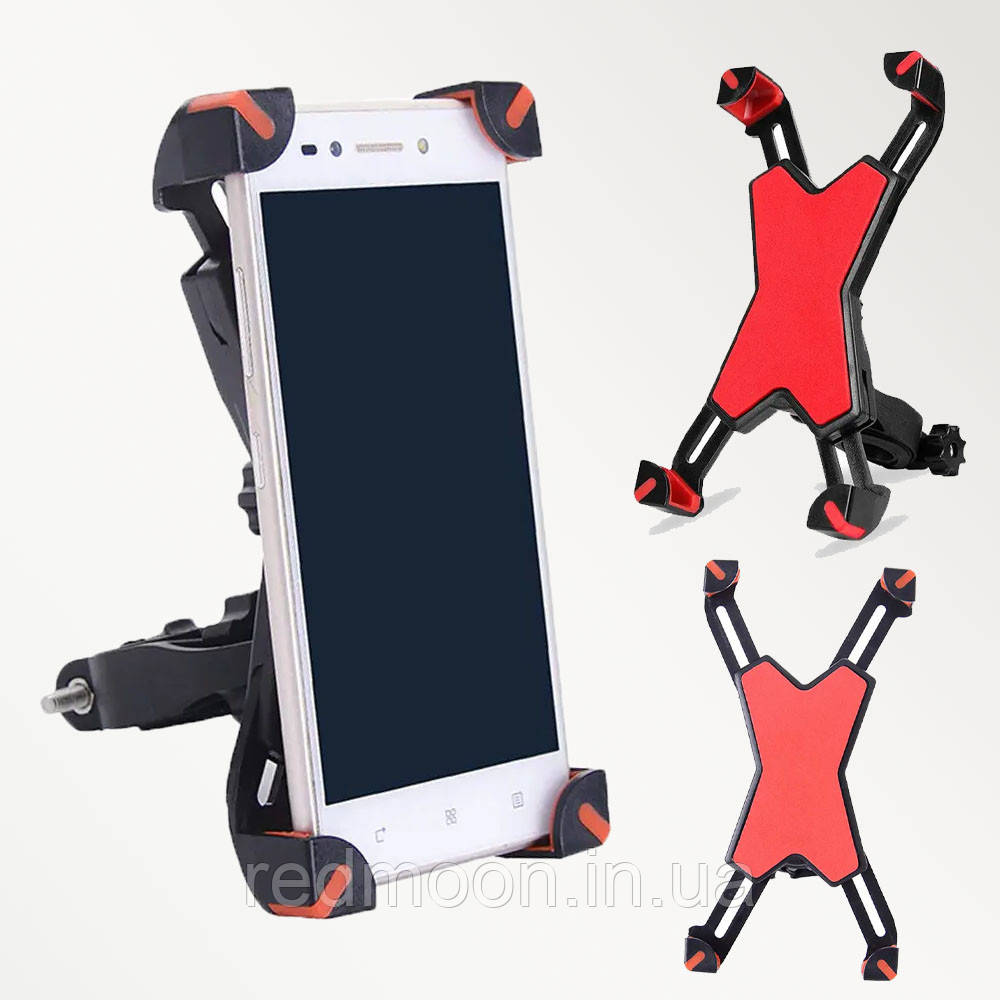 Поворотний велотримач для телефону (12*6,5 см), Червоний / Універсальна велосипедна підставка для телефону, фото 1
