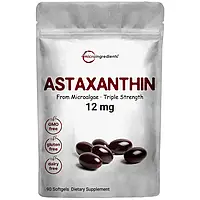 Astaxanthin 12mg, 90 Softgels Астаксантин 12г, 90 желатиновых капсул, срок до 27/08/2025