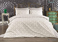 Комплект постельного белья бежевого 1,5 спальный из 100% хлопка на молнии с компаньоном R-T9195