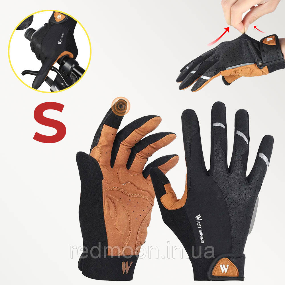 Спортивні рукавички з сенсорним пальцем West Biking / Велоперчатки у розмірі S