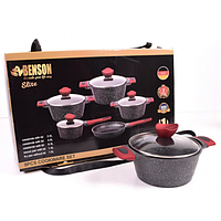 Набор посуды Benson BN-338 с мраморным покрытием 9 предметов