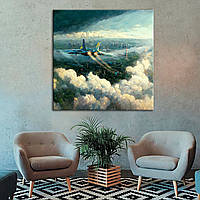 Трендова патріотична картина на полотні Українська авіація. Примари Києва 60, 60