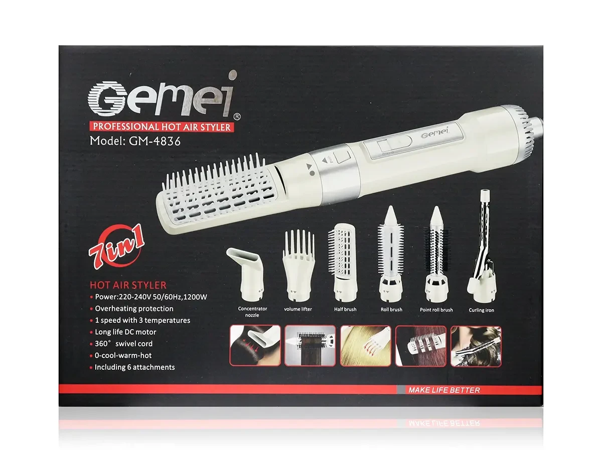Фен стайлер для волосся 7 в 1 1200Вт Gemei GM-4836 12шт 7607