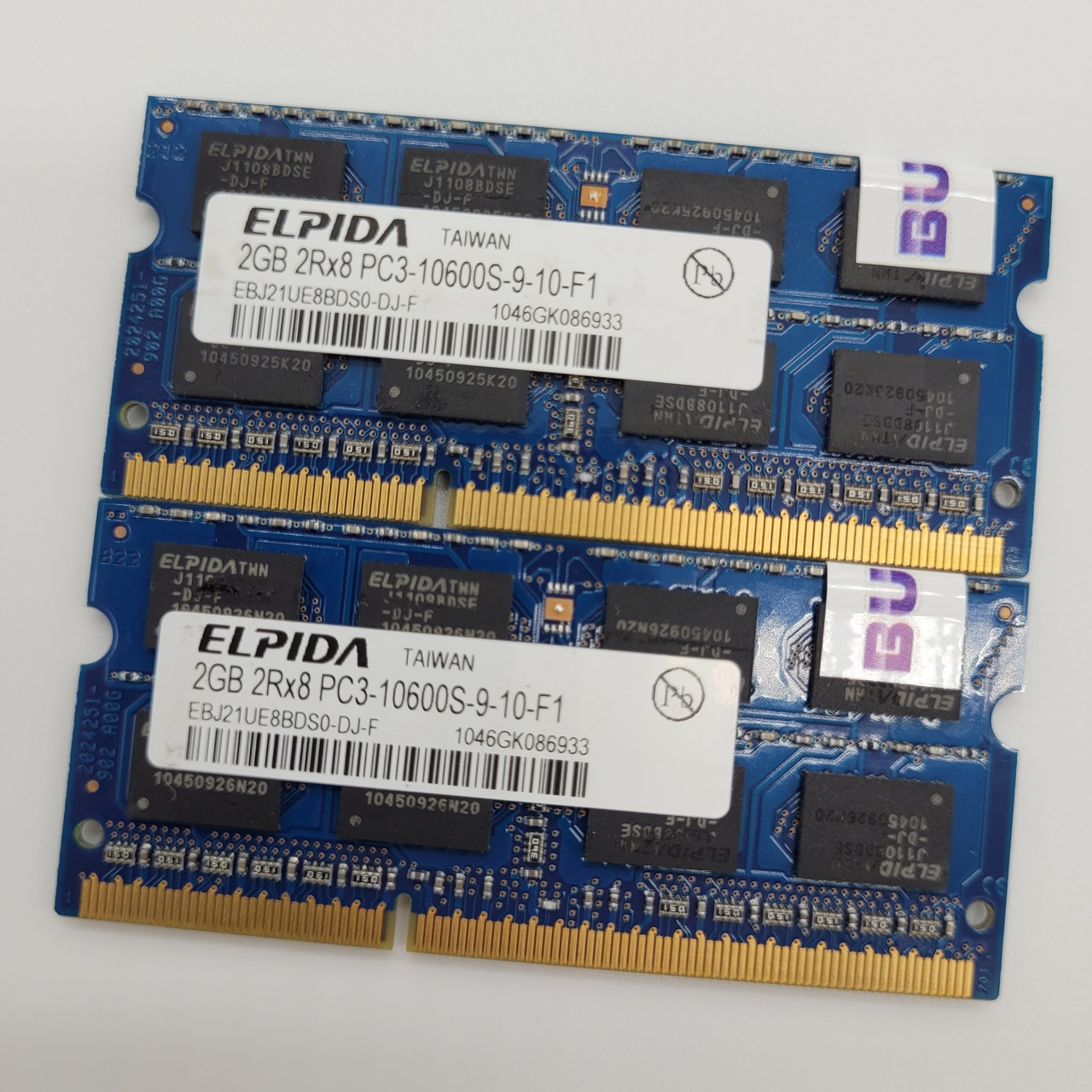 Пара оперативної пам'яті для ноутбука Elpida SODIMM DDR3 4Gb (2+2) 1333MHz 10600s CL9 (EBJ21UE8BDS0-DJ-F) Б/В