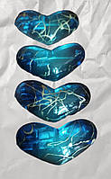 Заколки для платка "Сердце", голубого цвета с золотым узором
