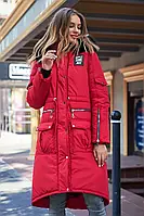 ,Теплая женская зимняя куртка,Куртка парка женская зимняя красная,женская куртка Р-XL
