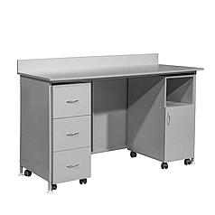 Стіл лабораторний з тумбою, що закривається, і висувними ящиками СЛ-001.03.04 (стіл для кабінету лікаря)