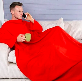 Плед з рукавами, фліс. Рожевий Червоний