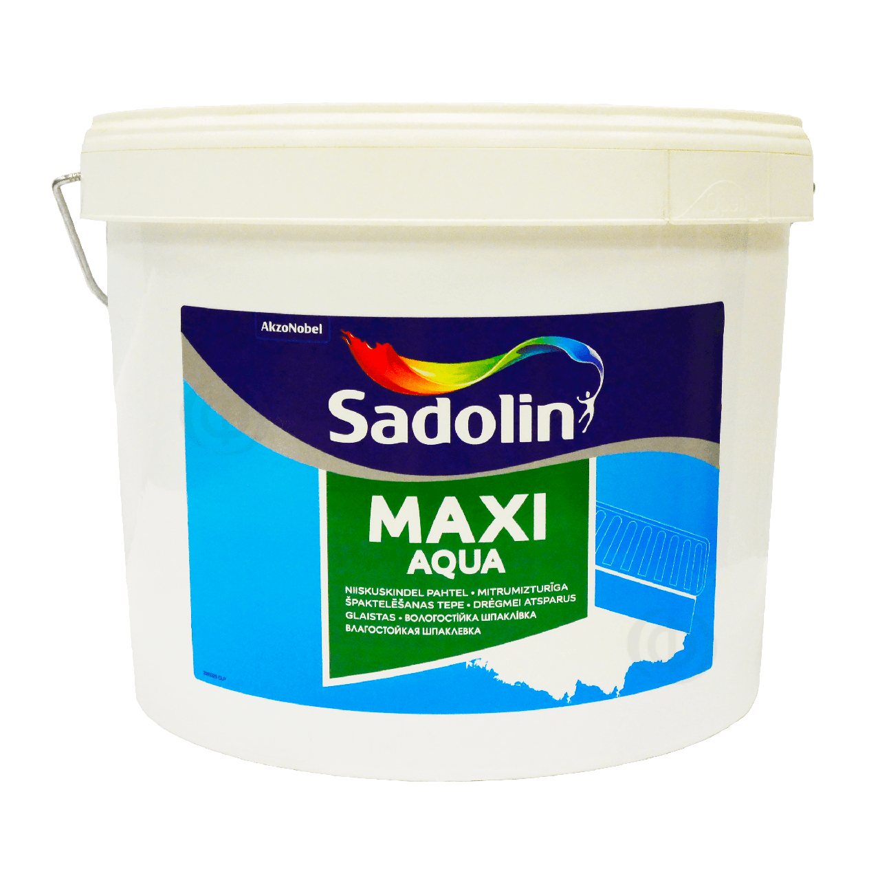 Дрібнозерниста вологостійка легка шпаклівка Sadolin Maxi Aqua для стін та стелі, сіра, 10 л