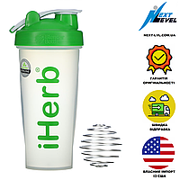 Шейкер 800 мл с шариком зеленый Blender Bottle Iherb Shaker Water Bottle Бутылка Фляга