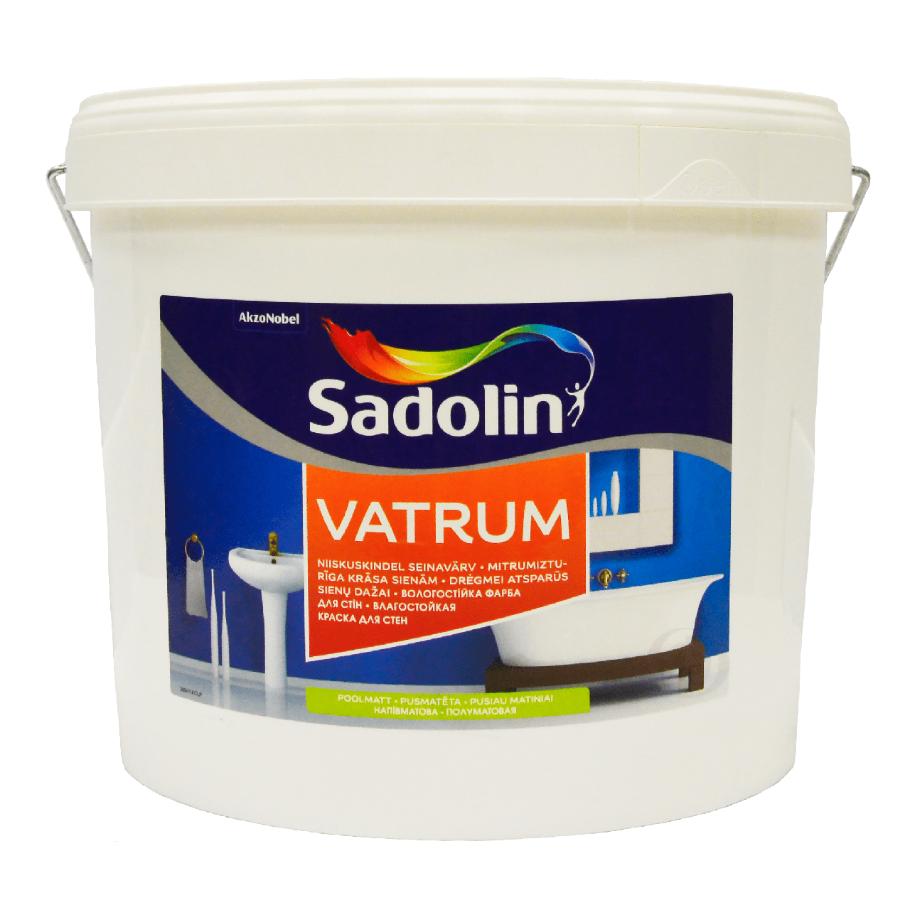 Акрилова фарба Sadolin Vatrum для стін та стелі вологостійка, біла, BW, 1 л