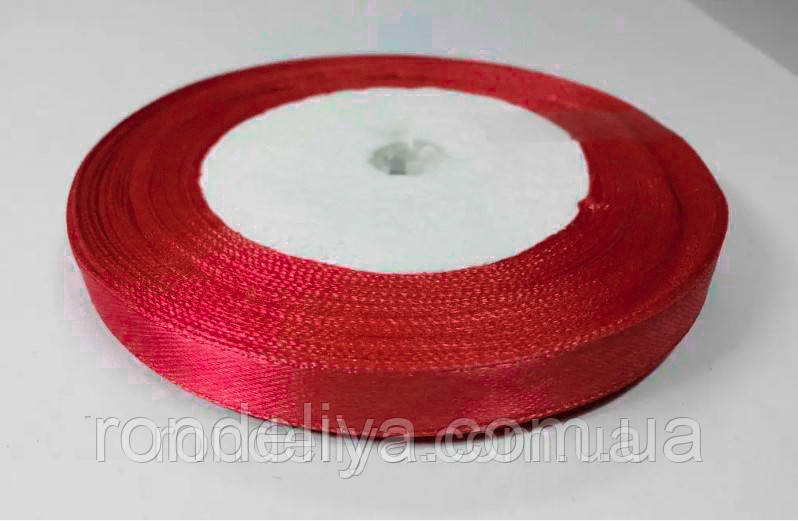 Стрічка атлас 1 см яскраво червоний, фото 1