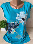 Жіноча футболка стильна модна з принтом Квітка, фото 3