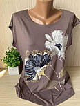 Жіноча футболка стильна модна з принтом Квітка, фото 2