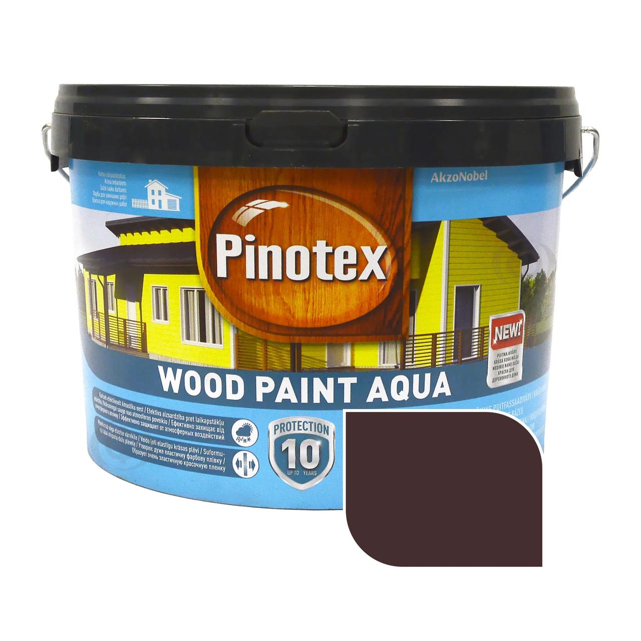 Фарба для дерева Pinotex Wood Paint Aqua, атмосферостійка, коричнева, 2.5 л