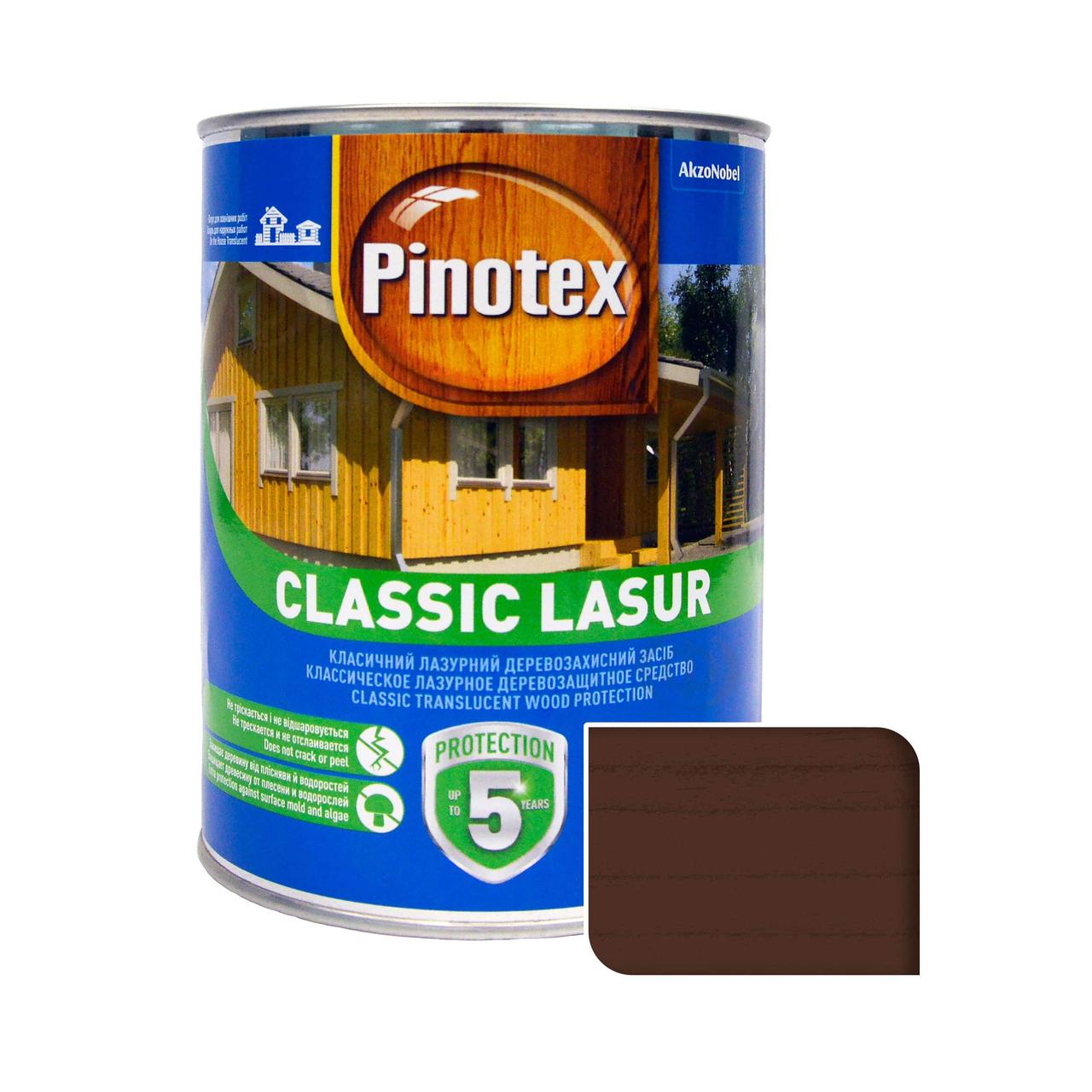 Просочення для дерева Pinotex Classic Lasur з декоративним ефектом, горіх, 1 л