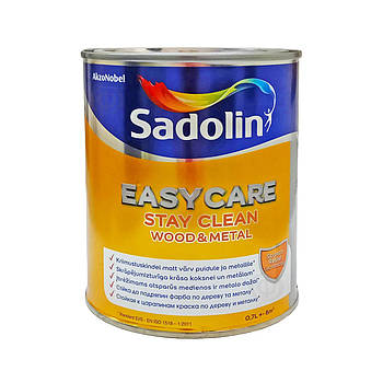 Алкідна фарба Sadolin EasyCare Wood&Metal для дерева та металу, напівматова, біла, BW, 0.7 л