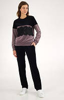 Велюровый костюм комплект женский c брюками Ellen SANDRA LPV 0686\01\01 черный с лиловым