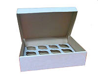 Коробка для капкейков, кексов и маффинов 12 шт 330х255х80 мм.