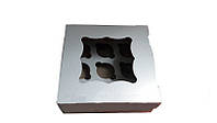 Коробка для капкейков, кексов и маффинов 9 шт 260х260х90 (с окошком) мм.