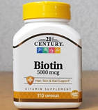Біотин для волосся 21st Century Biotin 5000 mcg 110 капсул, фото 3