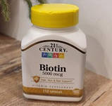 Біотин для волосся 21st Century Biotin 5000 mcg 110 капсул, фото 6