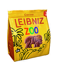 Печиво натуральне масляне для дітей Bahlsen Leibniz Лейбніц  ЗООПАРК ZOO какао 100гр 12шт в упаковці