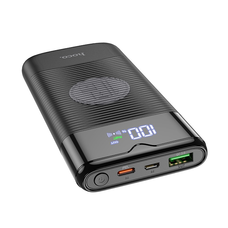 Зовнішній акумулятор з безпровідною зарядкою PowerBank Hoco J63 PD20W+QC3.0 wireless charging Чорний, фото 4