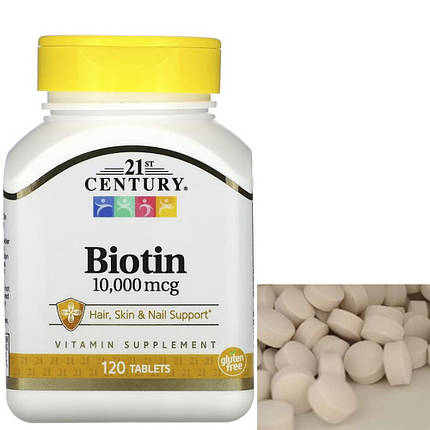 Біотин 21st Century Biotin 10 000 mcg 120 tabs, фото 1