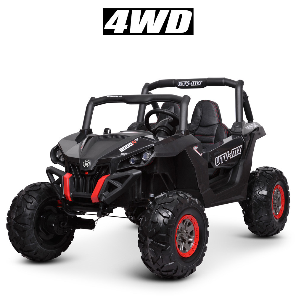 Дитячий електромобіль Джип М 3602 EBLR-2 зі шкіряними сидіннями Чорний