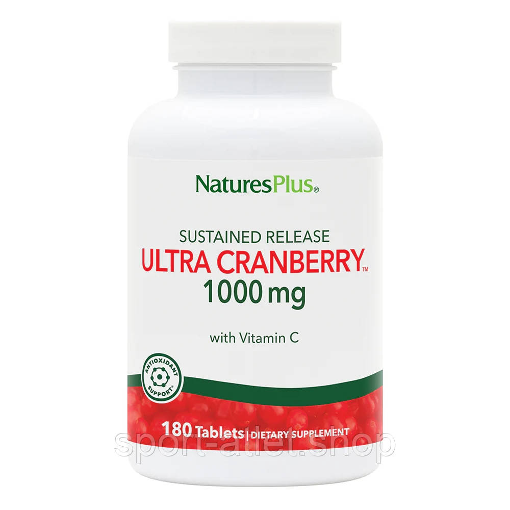 Натуральна добавка Natures Plus Ultra Cranberry 1000 mg, 180 таблеток, фото 1