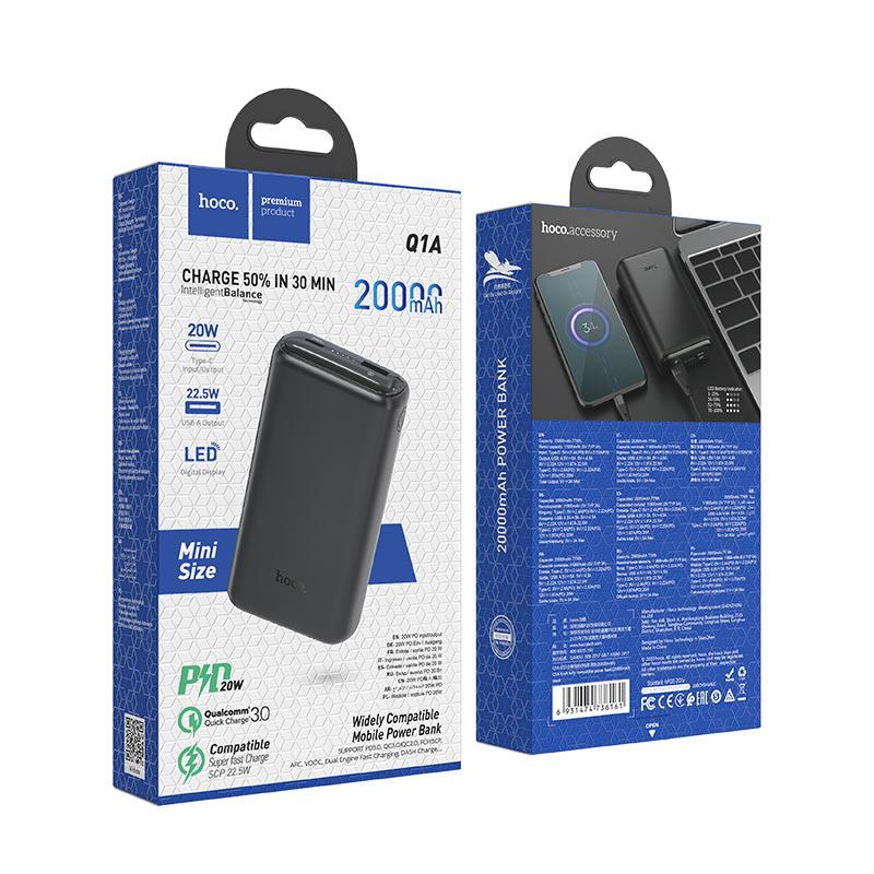 Зовнішній акумулятор PowerBank Hoco Q1A Kraft fully 20000mAh Чорний