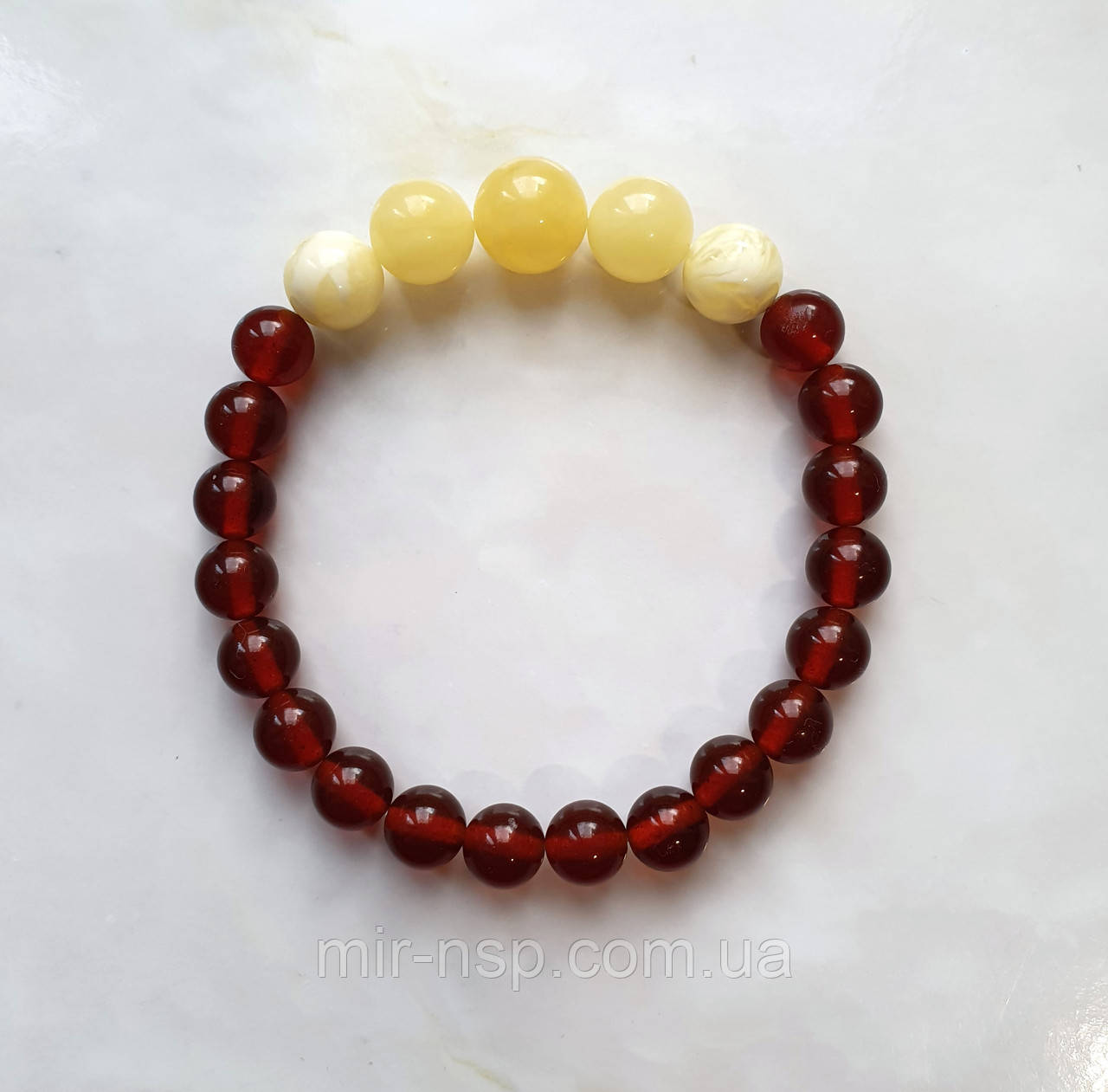 Браслет 100% натуральний бурштин (не прес) куля вага 8, фото 1