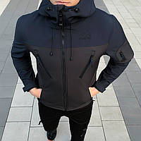 Куртка мужская Pobedov Jacket на весну и осень из плащевки модная повседневная черного цвета, ОРИГИНАЛ