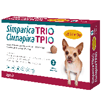 Симпарика Трио Simparica Trio для собак весом от 1,25 до 2,5 кг защита от блох и клещей, 1 таблетка