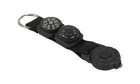 Багатофункціональний брелок Munkees 1084 з ліхтариком, компасом та термометром, чорний