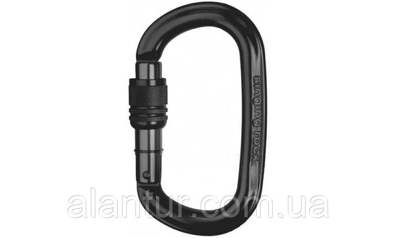 Овальний карабін з муфтою Singing Rock Ozone Screw Black з алюмінію