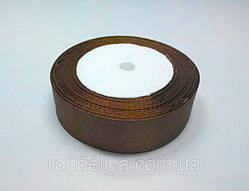 Стрічка атлас 2,5 см 23 метри коричнева