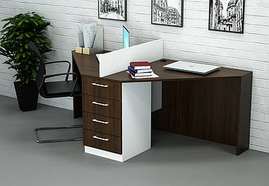 Стіл офісний СД-О2  (1800x1000x750) Білий/Дуб Венге Гамма стиль