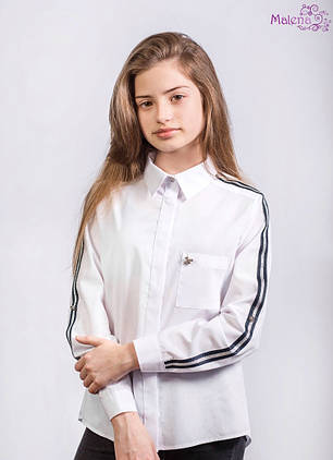 Шкільна блуза Malena з синіми лампасами, фото 1