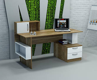 Комп'ютерний стіл СИЦИЛІЯ (1400x600x900) Дуб Сонома/Білий Еліт Гамма стиль